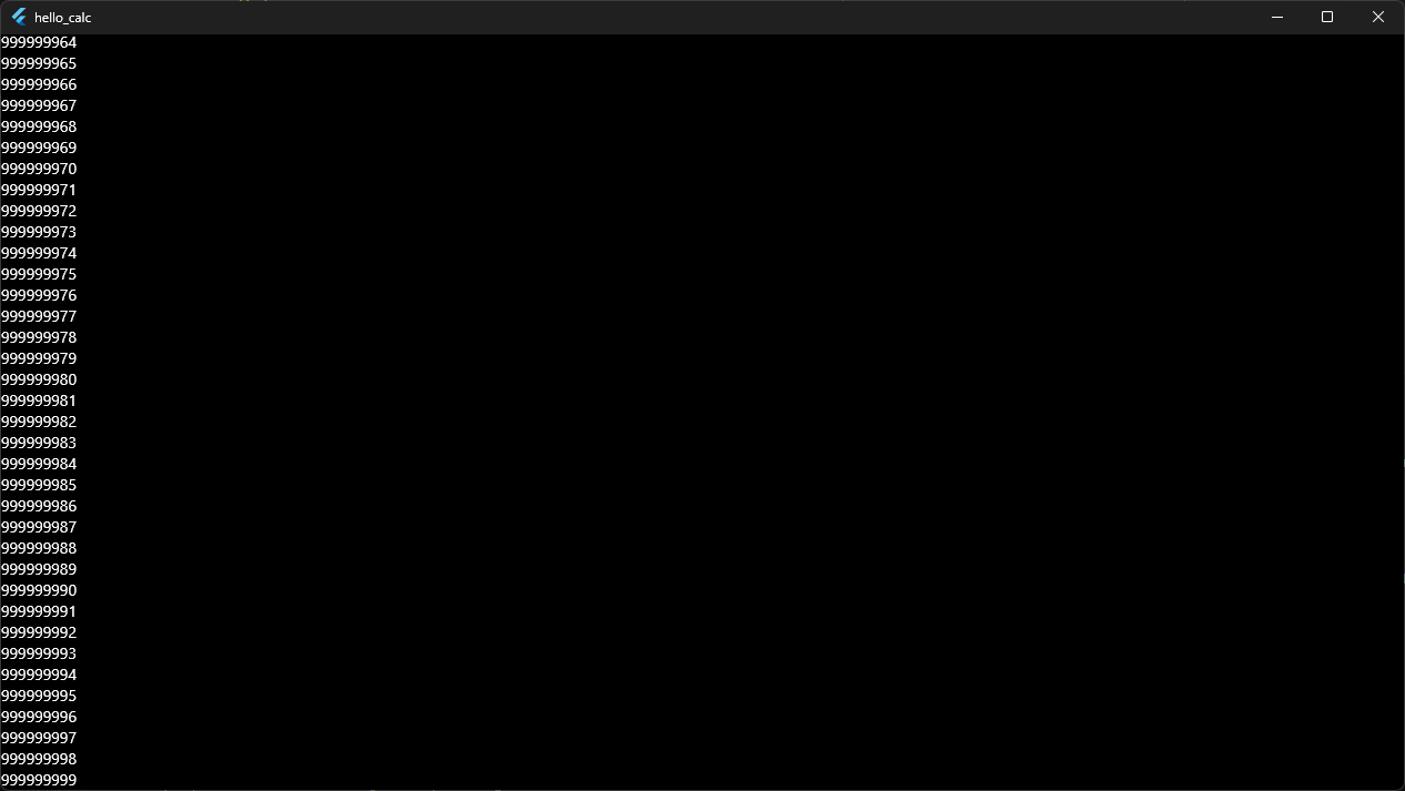 Preview of one billion numbers in a Flutter application