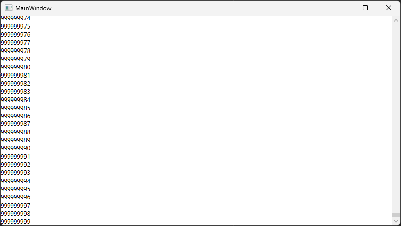 Preview of one billion numbers in a WPF application